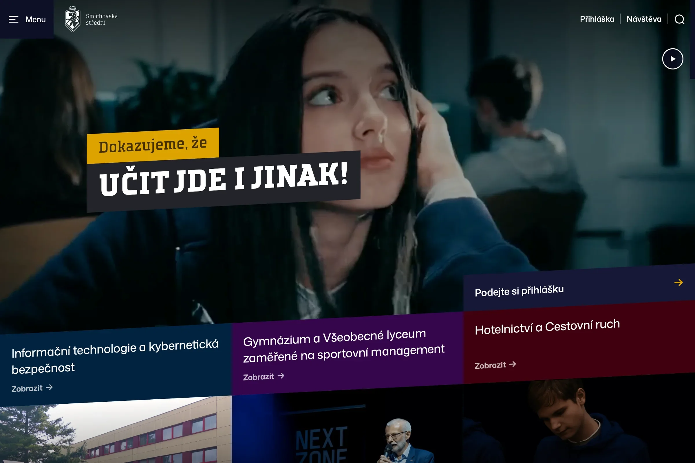 The SSPŠ opening with the slogan We prove that teaching can be done differently and three fields of study