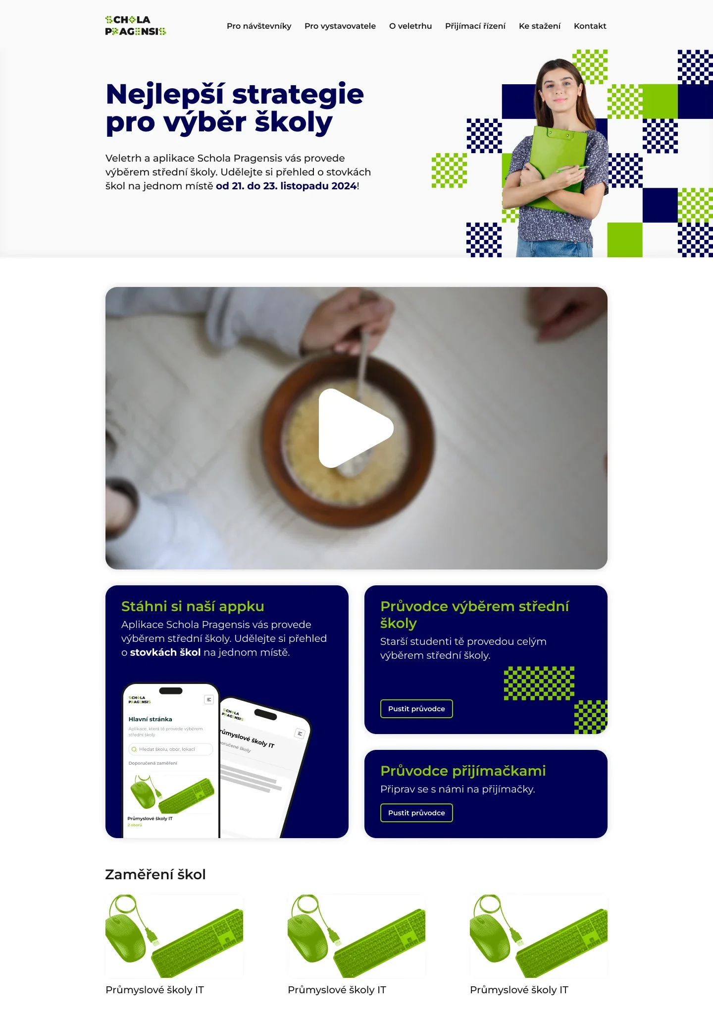 Startseite der Website der 29. Ausgabe mit der Überschrift Die beste Strategie für die Schulwahl, einem Video und Links zur App und zu den Ratgebern