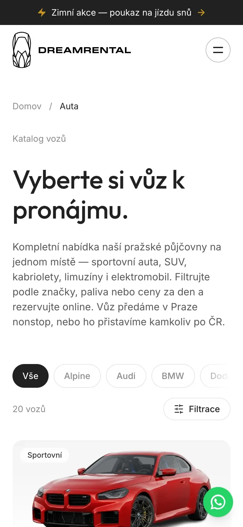 Katalog vozů v telefonu