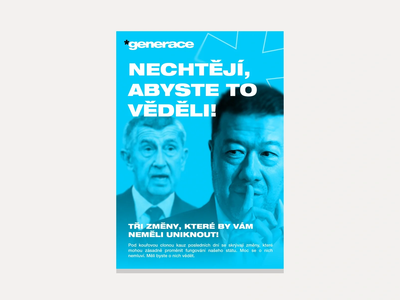 Plakat aus der zweiten Zusammenarbeit mit Hnutí Generace