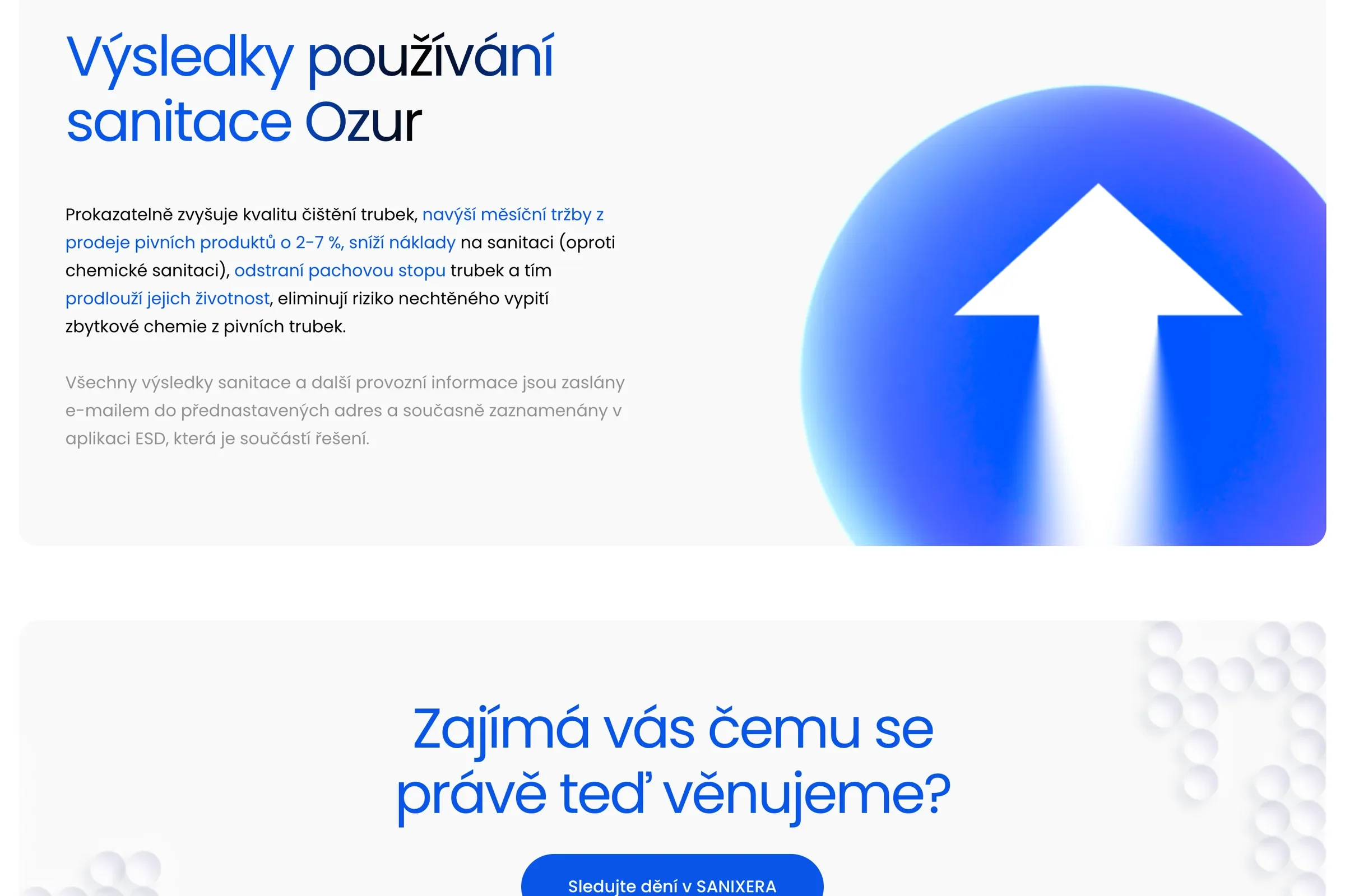 Sekcia Výsledky používania sanitácie Ozur