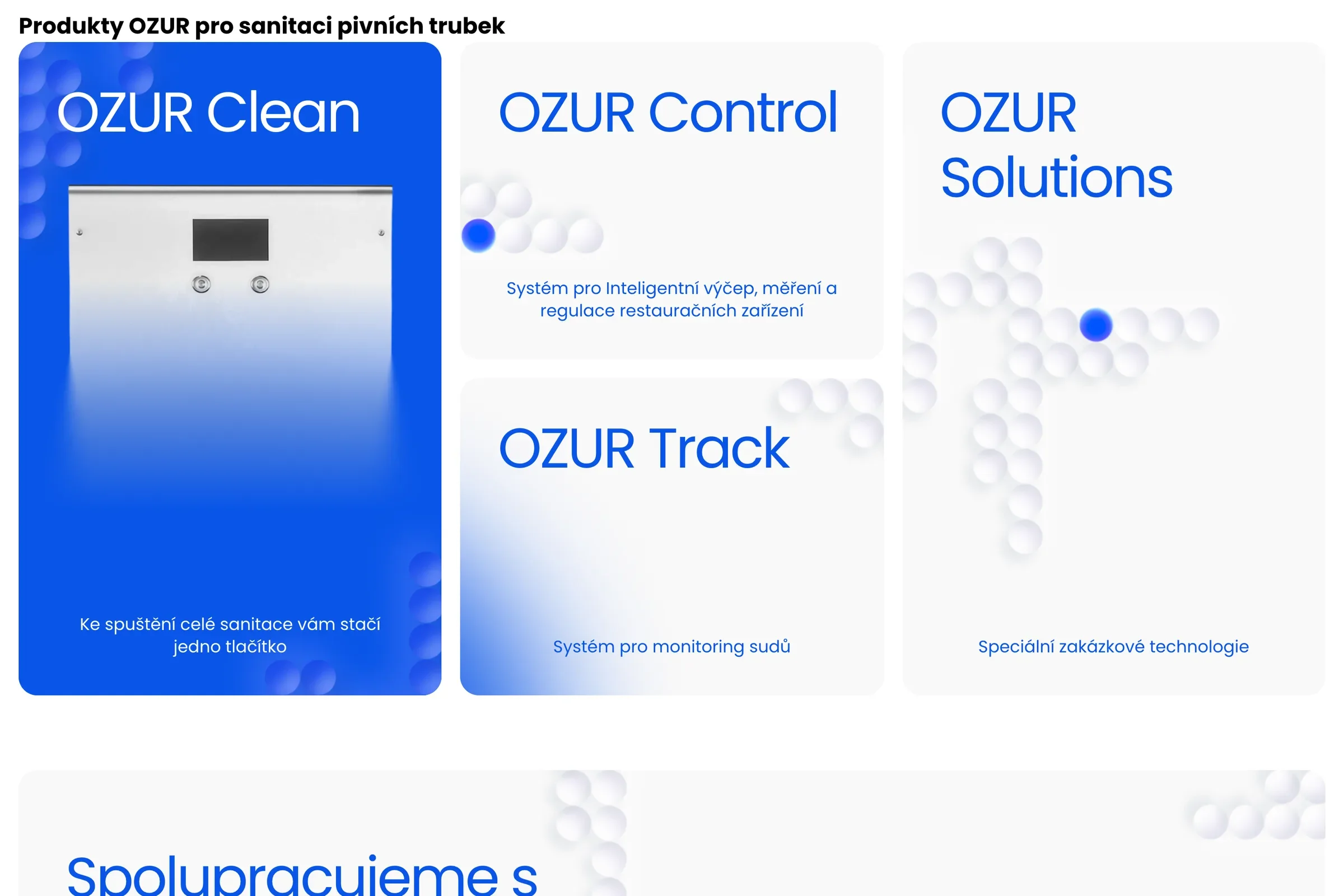 Produkty Ozur na sanitáciu pivových trubíc: Ozur Clean, Control a Solutions