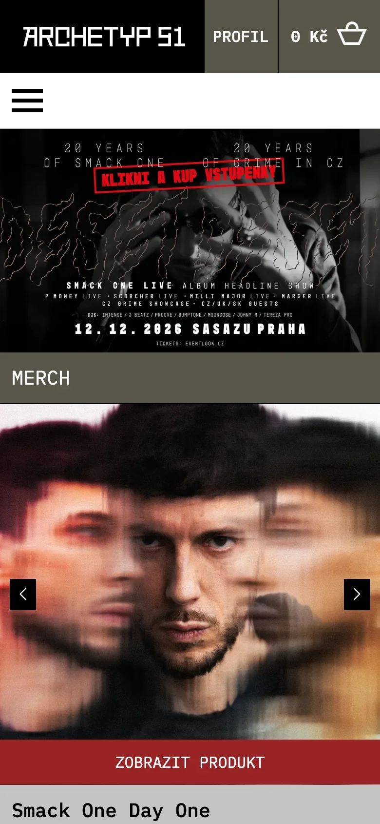 Úvodní stránka v telefonu