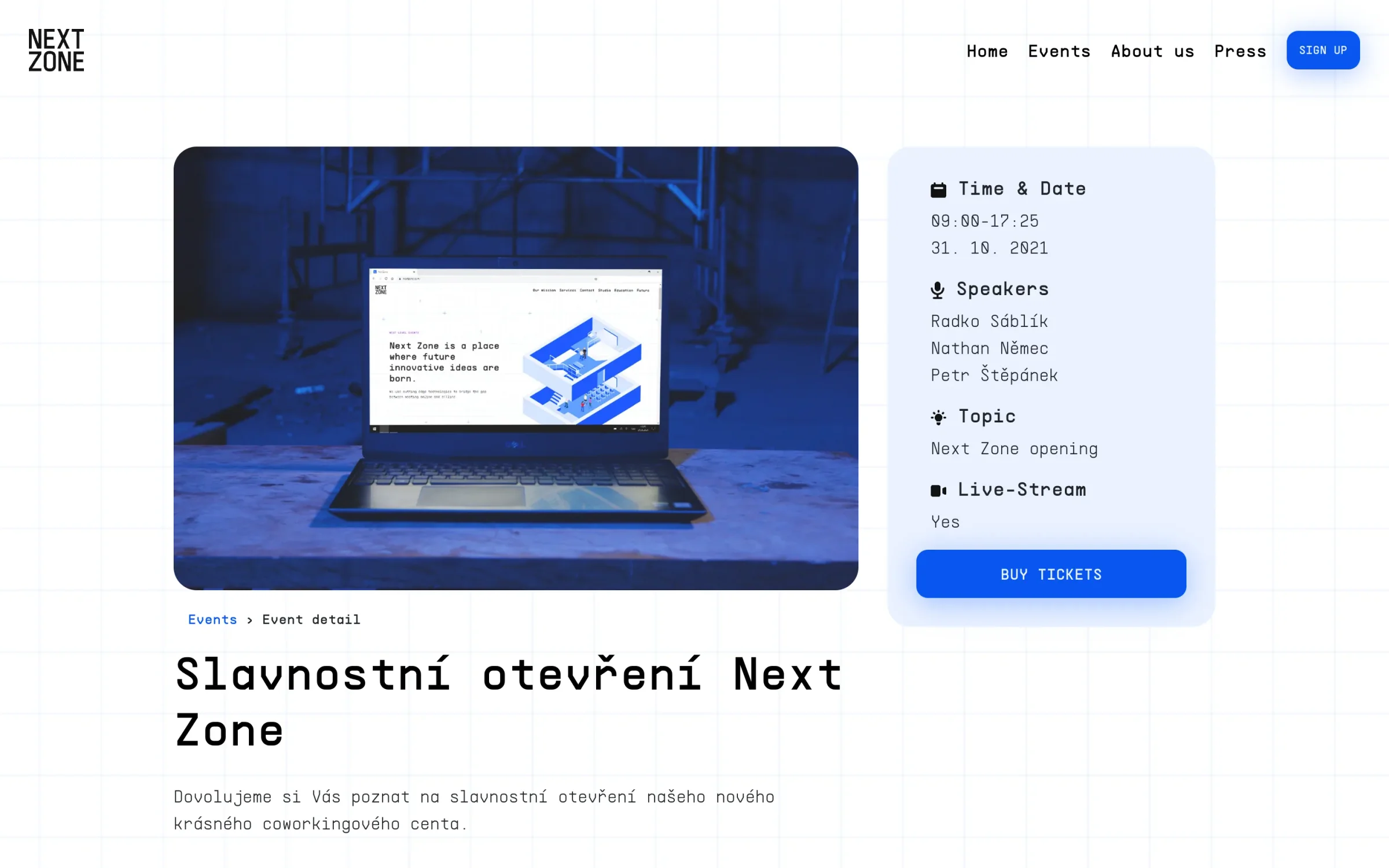 Detail akce Slavnostní otevření s programem a řečníky