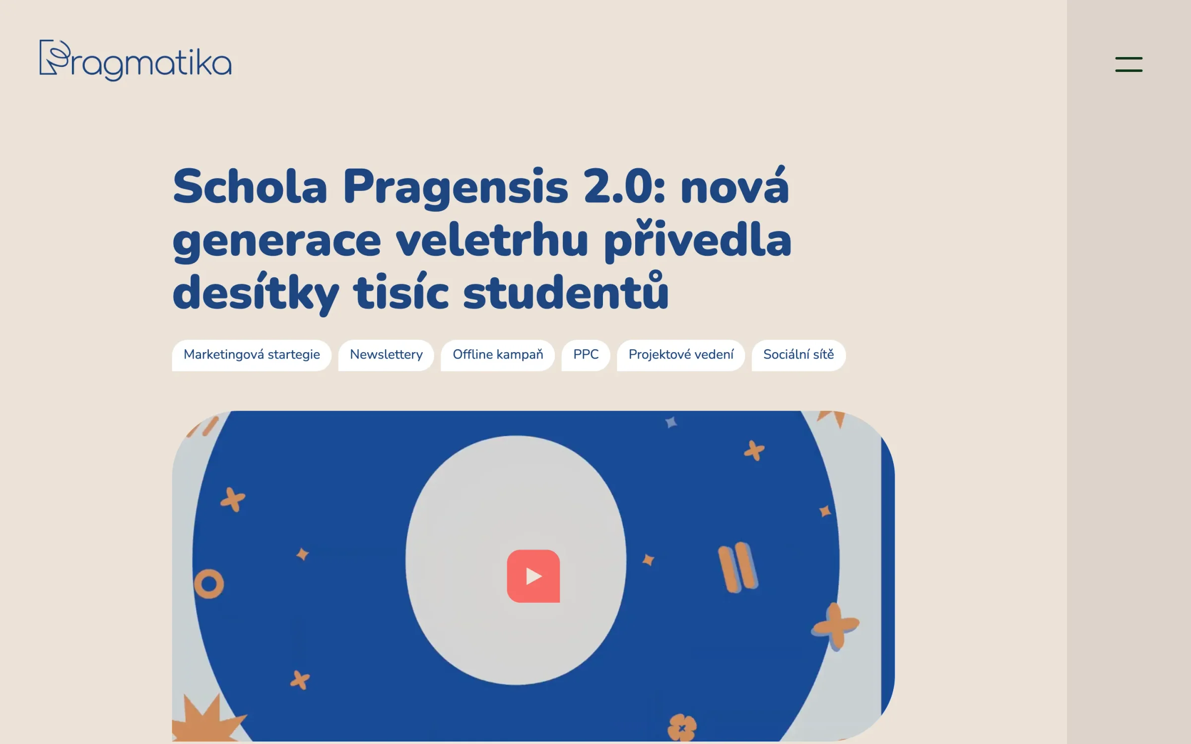 Případová studie Schola Pragensis 2.0: úvod s nadpisem projektu