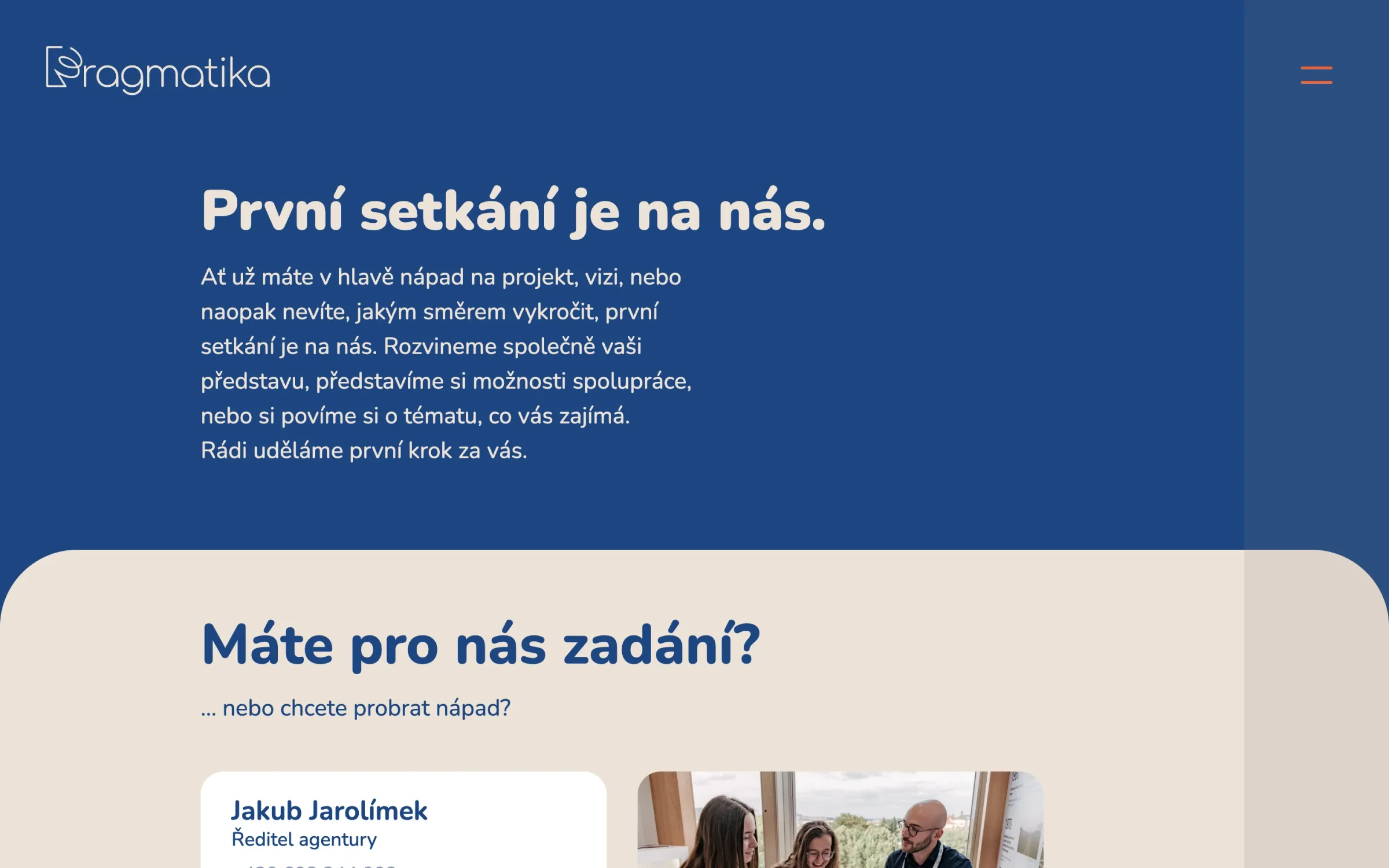 Kontakt s výzvou První setkání je na nás
