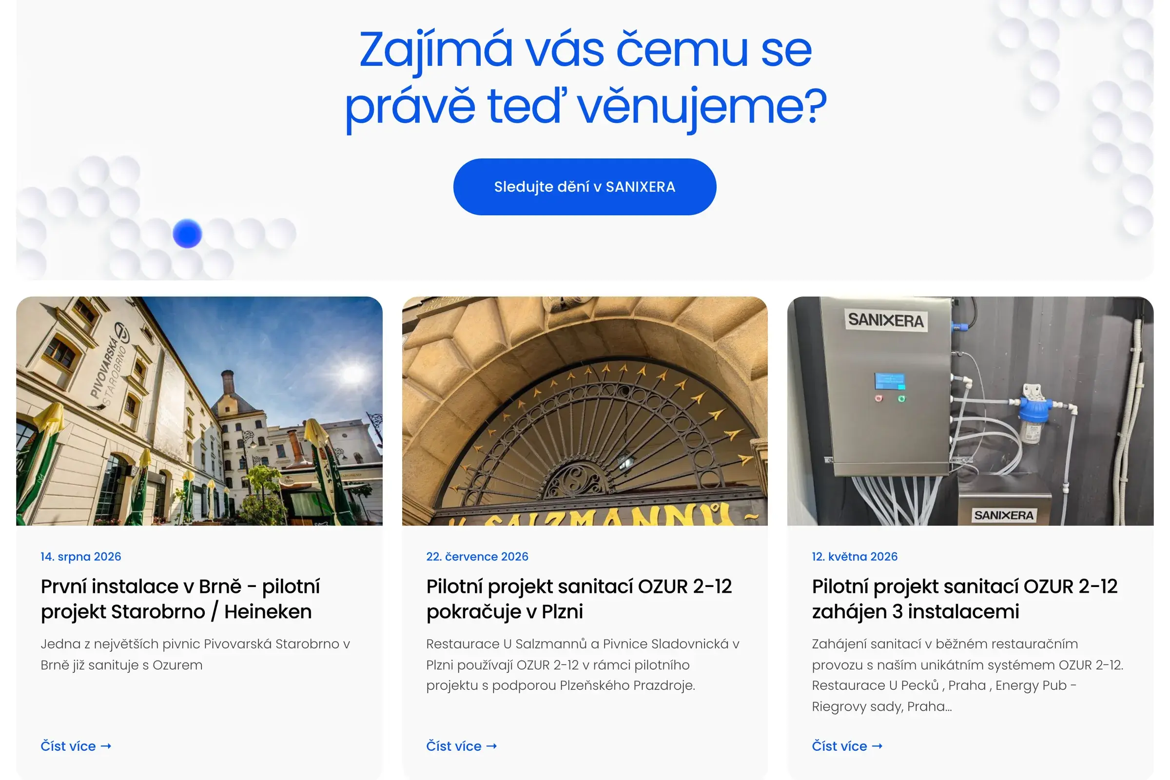 Aktuality: pilotné projekty sanitácie Ozur 2-12 v Brne a Plzni