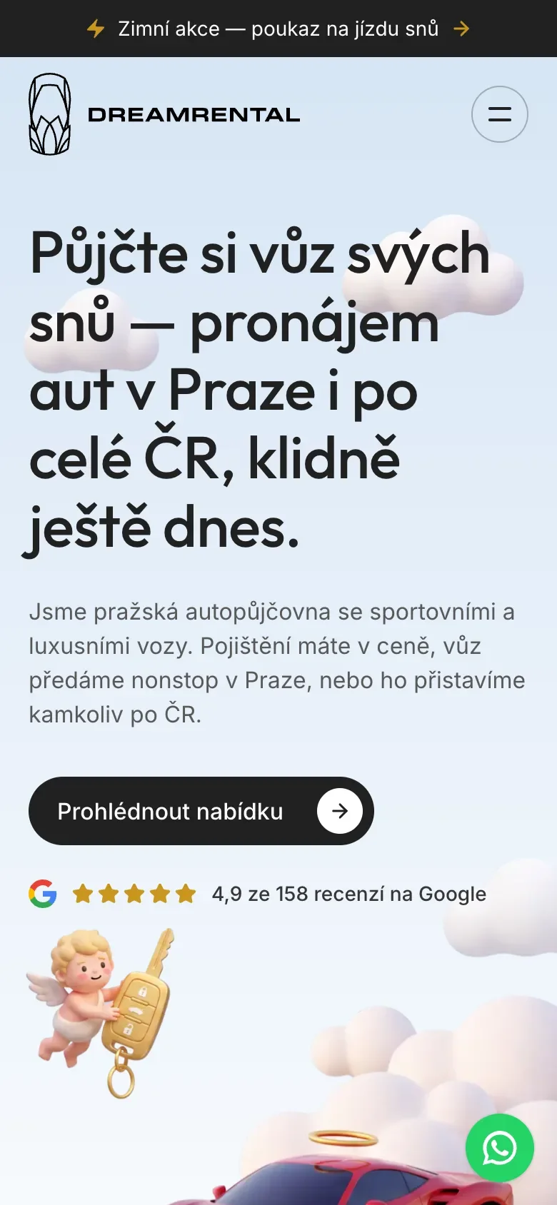 Úvodní stránka v telefonu
