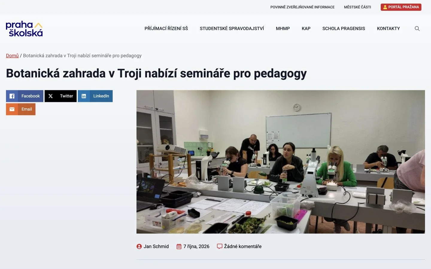 Стаття про семінари для педагогів у ботанічному саду в Трої