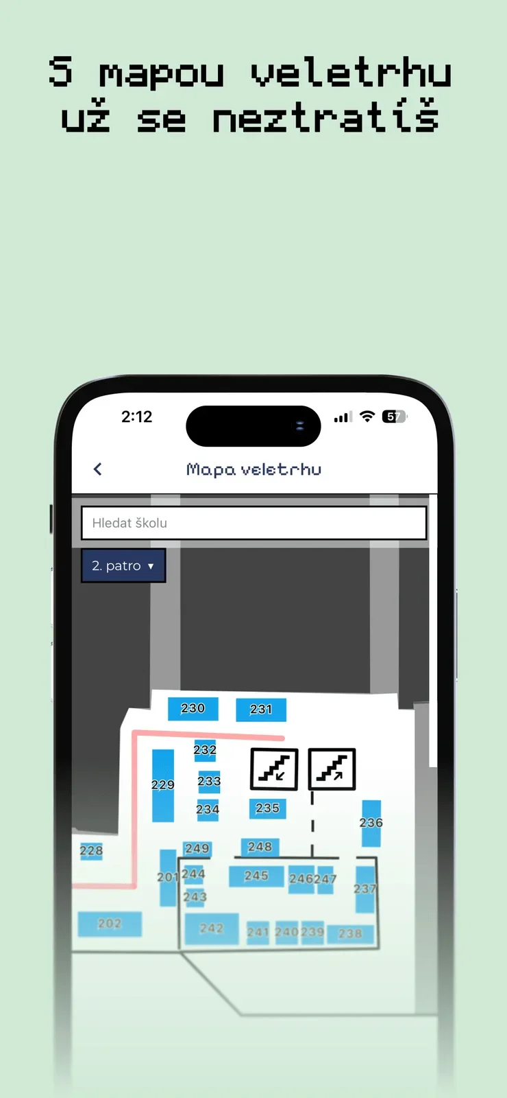 Bildschirm der App mit dem interaktiven Messeplan